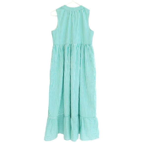 DUFFIELD Lane Teal Striped Midi Dress - Picture 7 of 11